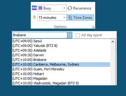 Using the Time Zones feature of Microsoft Outlook for interstate meetings during daylight savings time