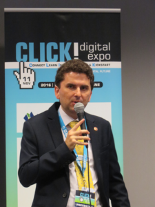 CyberGuru's Proprietor/Chief Guru Chris Jeffery on stage at CLICK! Digital Expo