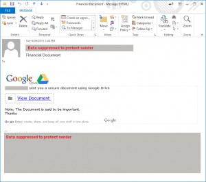 Google Drive Phishing email - example of phishing email
