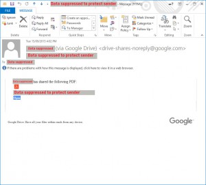 Google Drive Phishing email - example of legitimate email